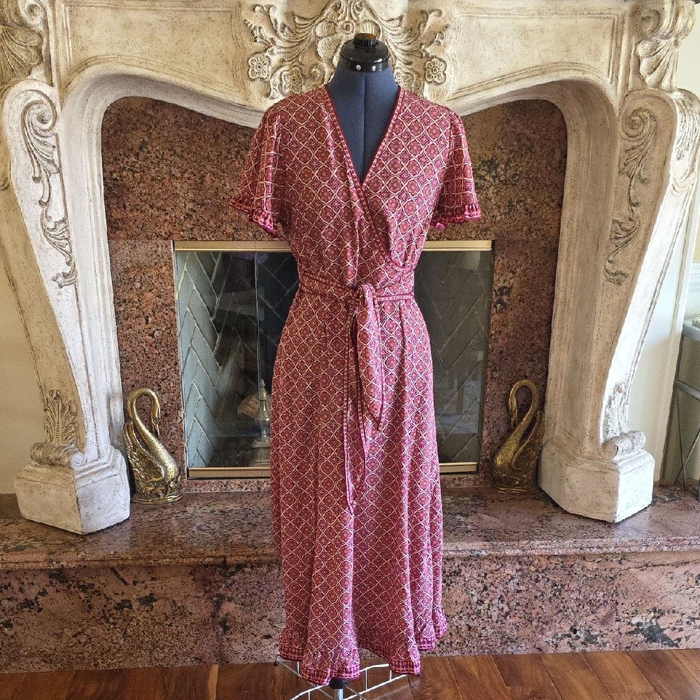 Max Studio Red Patterned Maxi Dress